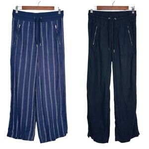Athleta | Women | Pair of 2 Cabo Linen Black Navy Casual Pull On Pants | Sz 2P